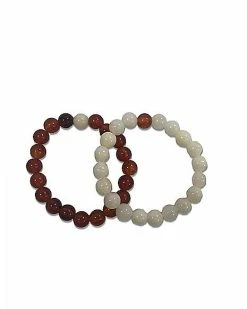 Discount 😉 Brown and Cream White Long Distance Beaded Bracelets - 2 Pack 🎁