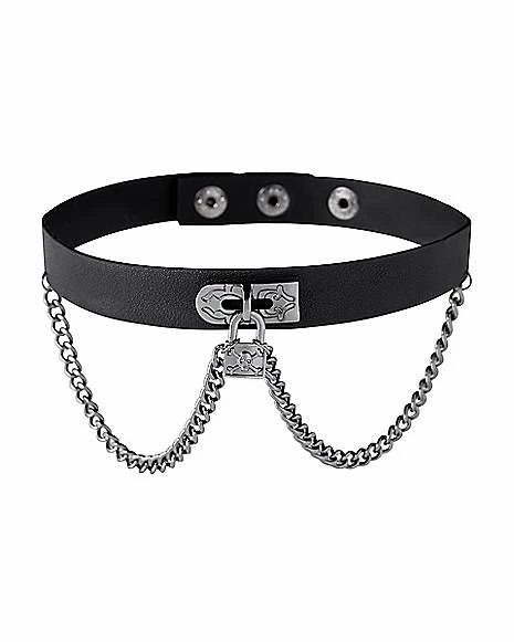 Outlet 💯 Skull Lock and Chain Collar Choker Necklace ✔️ 3 Outlet 💯 Skull Lock and Chain Collar Choker Necklace ✔️