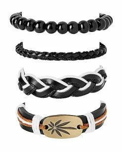 Cheapest 🥰 Multi-Pack Beaded and Braided Leaf Bracelets – 4 Pack ✔️ -Playboy Shop 03675634 b
