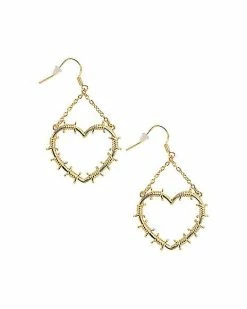 Top 10 👍 Gold Heart Barb Wire Fish Hook Dangle Earrings ✔️