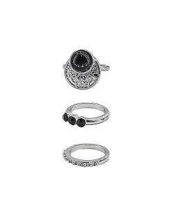 Cheapest 🔥 Multi-Pack Black and Silvertone Rings - 3 Pack ✔️