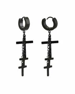 Best Sale ✨ Black Cross Chain Dangle Huggie Earrings 🤩 -Playboy Shop 03676509 b