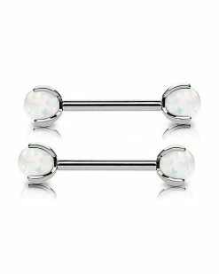 Discount ✨ Body Sensitive Prong Synthetic Opal ASTM F-136 Titanium Barbells - 14 Gauge 👍