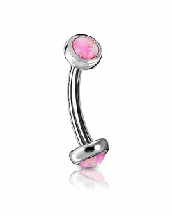 Top 10 🤩 Body Sensitive Pink Synthetic Opal ASTM F-136 Titanium Curved Barbell - 16 Gauge ⭐