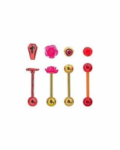 Cheapest 🥰 Multi-Pack Rose Coffin Barbells 4 Pack - 14 Gauge ✔️