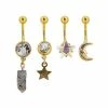 Brand new ❤️ Multi-Pack CZ Moon and Stars Belly Rings 4 Pack - 14 Gauge 🔥 -Playboy Shop 03681566 a
