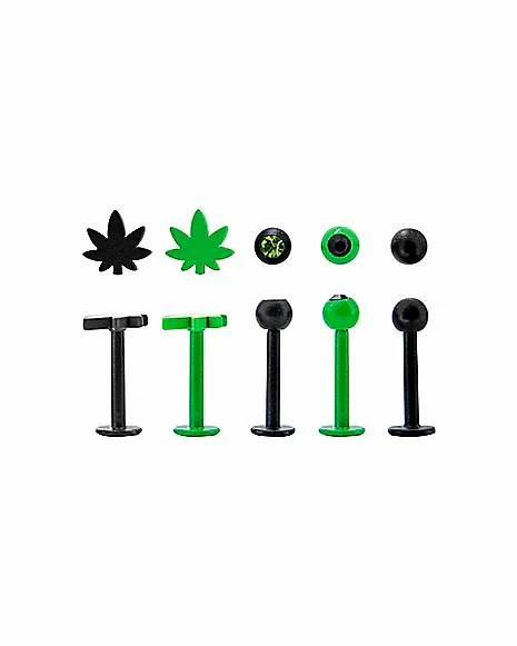 Brand new π₯ CZ Multi-Pack Black and Green Leaf Labret Rings 5 Pack - 16 Gauge βοΈ 3 Brand new π₯ CZ Multi-Pack Black and Green Leaf Labret Rings 5 Pack - 16 Gauge βοΈ