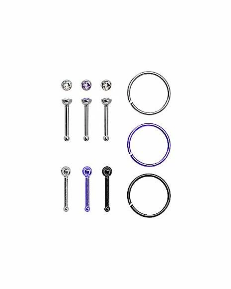 Flash Sale π€© Multi-Pack CZ Bone Nose Rings and Hoop Nose Rings - 9 Pack π 5 Flash Sale π€© Multi-Pack CZ Bone Nose Rings and Hoop Nose Rings - 9 Pack π - Image 3