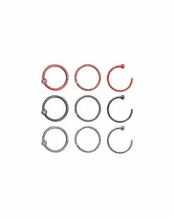 Best reviews of 😀 Multi-Pack CZ Red and Black Hoop Nose Rings 9 Pack – 20 Gauge 🥰