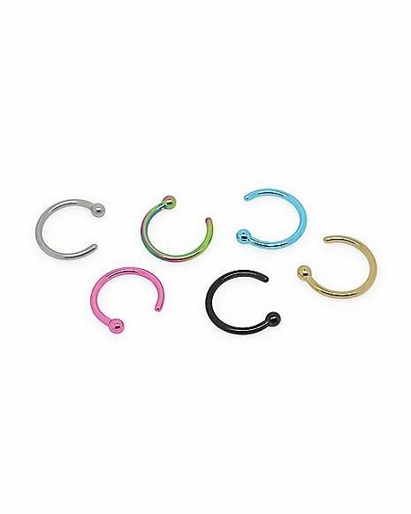 Wholesale π Multi-Pack Colored Hoop Nose Rings - 6 Pack π 5 Wholesale π Multi-Pack Colored Hoop Nose Rings - 6 Pack π - Image 3