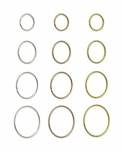Cheap 😍 Multi-Pack CZ Hoop Nose Rings 12 Pack - 22 Gauge 😍 -Playboy Shop 03682960 b