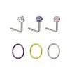 Deals 👏 Multi-Pack CZ L Bend and Hoop Nose Rings 6 Pack - 20 Gauge 💯 2 Deals 👏 Multi-Pack CZ L Bend and Hoop Nose Rings 6 Pack - 20 Gauge 💯 -Playboy Shop 03683034 a