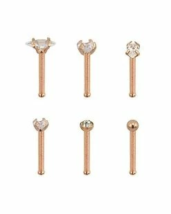 Cheap 🤩 Multi-Pack Shaped CZ Nose Pins 6 Pack - 20 Gauge ⌛ -Playboy Shop 03683059 b