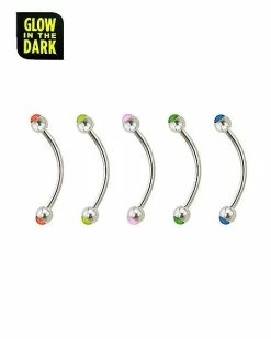 Best deal 🧨 Multi-Pack Glow In The Dark Curved Barbells 5 Pack - 16 Gauge 🔔 -Playboy Shop 03683273 b