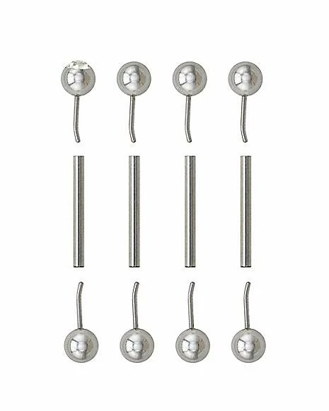 Best Sale 🎉 Multi-Pack Silvertone Threadless Barbells 4 Pack - 14 Gauge 🔥 4 Best Sale 🎉 Multi-Pack Silvertone Threadless Barbells 4 Pack - 14 Gauge 🔥 - Image 2