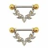 Budget 😍 Goldtone Flower Nipple Barbells - 14 Gauge ⭐ -Playboy Shop 03683661 a