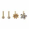 Brand new ❤️ Multi-Pack CZ Goldtone Flower Pin and Hoop Nose Rings 6 Pack – 20 Gauge 👏 -Playboy Shop 03684008 a