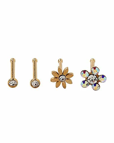 Brand new β€οΈ Multi-Pack CZ Goldtone Flower Pin and Hoop Nose Rings 6 Pack β 20 Gauge π 3 Brand new β€οΈ Multi-Pack CZ Goldtone Flower Pin and Hoop Nose Rings 6 Pack β 20 Gauge π
