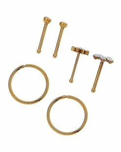 Brand new β€οΈ Multi-Pack CZ Goldtone Flower Pin and Hoop Nose Rings 6 Pack β 20 Gauge π 5 Brand new β€οΈ Multi-Pack CZ Goldtone Flower Pin and Hoop Nose Rings 6 Pack β 20 Gauge π -Playboy Shop 03684008 b
