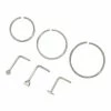 Brand new 🎉 Multi Pack CZ L Bend and Hoop Nose Rings Pack 6 Pack - 20 Gauge 👏 -Playboy Shop 03684016 a