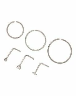 Brand new 🎉 Multi Pack CZ L Bend and Hoop Nose Rings Pack 6 Pack - 20 Gauge 👏
