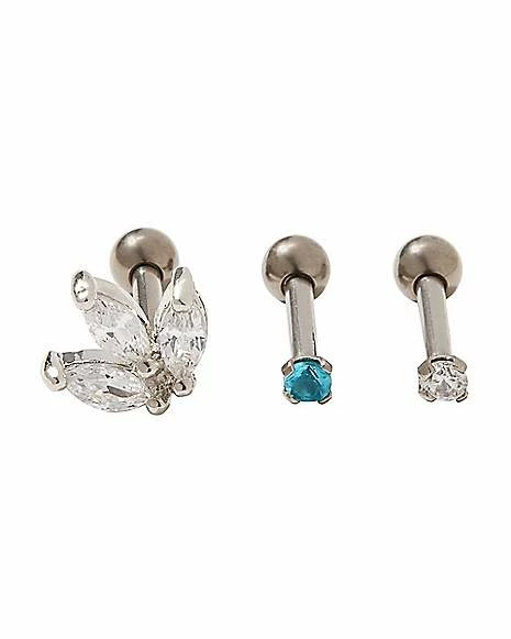 Hot Sale π Multi Pack CZ Cartilage Earrings 3 Pack -16 Gauge π― 3 Hot Sale π Multi Pack CZ Cartilage Earrings 3 Pack -16 Gauge π―
