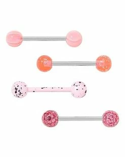 Cheapest 🌟 Multi-Pack Pink Nipple Barbells 4 Pack - 14 Gauge 😍