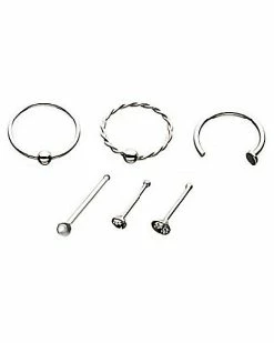 Best deal ⭐ Multi-Pack Bone Nose Rings and Hoop Nose Rings 6 Pack - 22 Gauge 🛒 -Playboy Shop 03695640 a