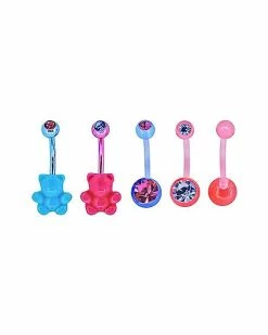 Brand new 🎉 Multi-Pack Pink and Blue CZ Gummy Bear Belly Rings 5 Pack – 14 Gauge 😀