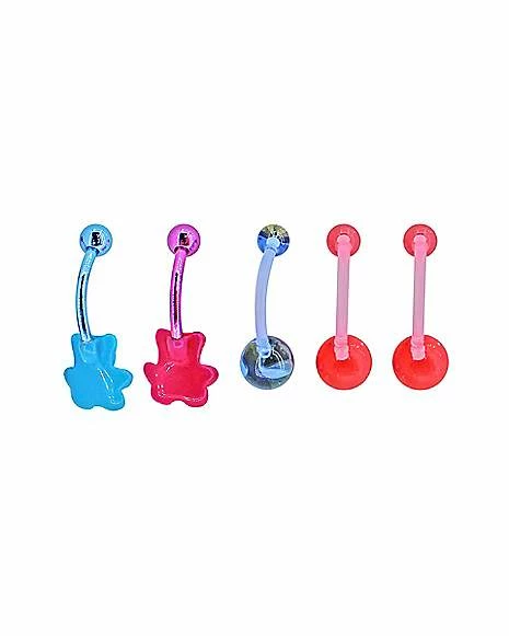 Brand new π Multi-Pack Pink and Blue CZ Gummy Bear Belly Rings 5 Pack β 14 Gauge π 4 Brand new π Multi-Pack Pink and Blue CZ Gummy Bear Belly Rings 5 Pack β 14 Gauge π - Image 2