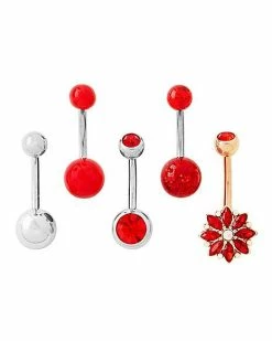 Brand new 🎁 Multi-Pack CZ Flower Belly Rings 5 Pack - 14 Gauge ✔️