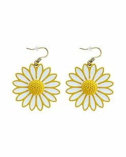 Cheap ⌛ Yellow Daisy Dangle Earrings – 18 Gauge ⭐