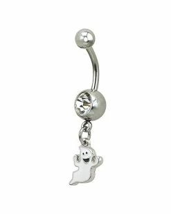 Deals 😀 CZ Ghost Dangle Belly Ring – 14 Gauge ✨ -Playboy Shop 03709011 b