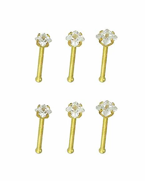 Brand new π Multi-Pack CZ Goldtone Nose Pins 6 Pack β 22 Gauge β 3 Brand new π Multi-Pack CZ Goldtone Nose Pins 6 Pack β 22 Gauge β