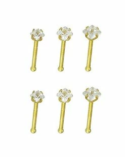 Best deal 👍 Multi-Pack Goldtone CZ Bone Nose Rings 6 Pack - 20 Gauge 😀 -Playboy Shop 03711389 a