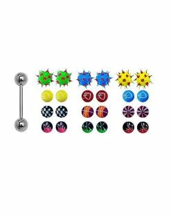 Cheap ⭐ Multi-Colored Spiky Ball Barbell – 14 Gauge 🛒