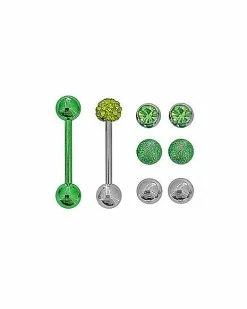 Best deal 🎁 Multi-Pack CZ Green Barbells with Extra Beads 2 Pack – 14 Gauge 🌟