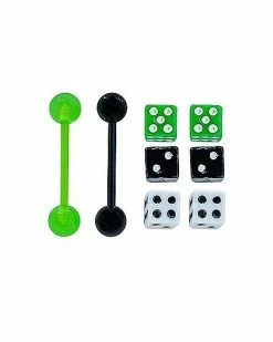 Promo 😀 Multi-Pack Black & Green Dice Barbell 2 Pack – 14 Gauge 💯