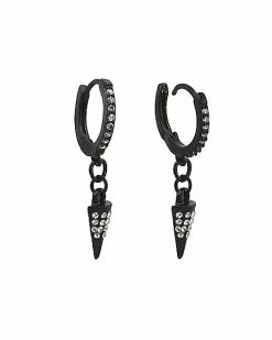 Buy 🌟 CZ Spike Dangle Huggie Hoop Earrings – 18 Gauge ⭐ -Playboy Shop 03711876 b