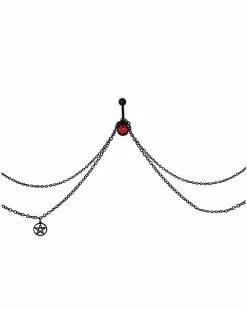 New 😀 CZ Pentagram Chain Belly Ring – 14 Gauge ⭐