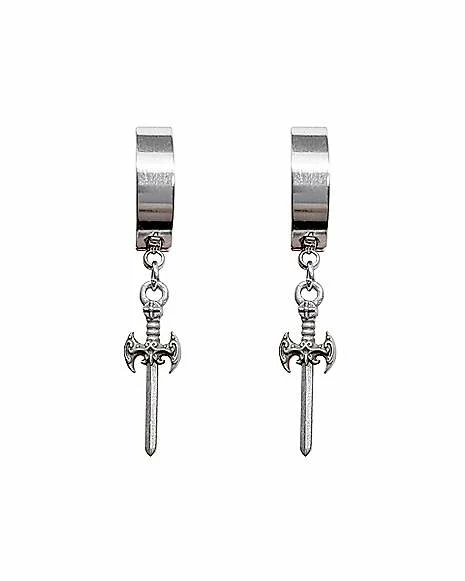 Budget π Sword Huggie Dangle Earrings β 18 Gauge π 3 Budget π Sword Huggie Dangle Earrings β 18 Gauge π