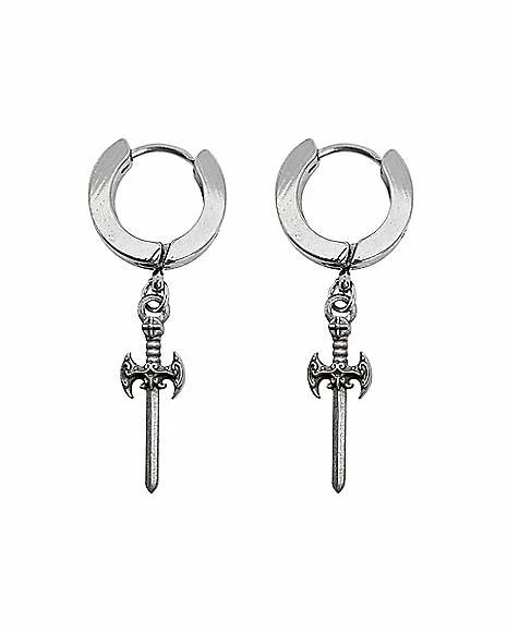 Budget π Sword Huggie Dangle Earrings β 18 Gauge π 4 Budget π Sword Huggie Dangle Earrings β 18 Gauge π - Image 2
