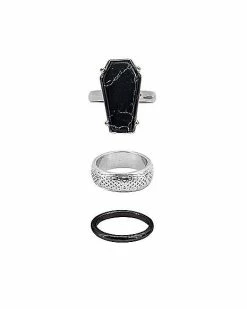 Wholesale ✔️ Multi-Pack Black Coffin Rings – 3 Pack 🎉