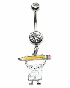 Playboy Shop 15 Coupon 👍 DoodleBob CZ Dangle Belly Ring 14 Gauge - SpongeBob SquarePants 👍