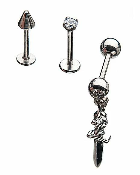 Cheap ⭐ Multi-Pack CZ Silver Plated Cartilage Earrings 3 Pack - 18 Gauge 🔔 3 Cheap ⭐ Multi-Pack CZ Silver Plated Cartilage Earrings 3 Pack - 18 Gauge 🔔