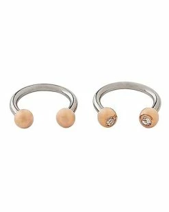 Best Sale 🎁 Multi-Pack CZ Titanium Horseshoe and Captive Hoop Rings 4 Pack - 16 Gauge ⌛ -Playboy Shop 03713385 b