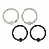 Deals 🥰 Multi-Pack Titanium Black and Silver Captive Bead Rings - 16 Gauge 🥰
