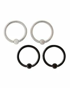 Deals 🥰 Multi-Pack Titanium Black and Silver Captive Bead Rings - 16 Gauge 🥰