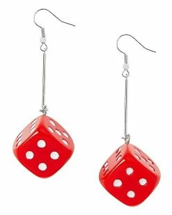 Budget ❤️ Red Dice Dangle Earrings ✨