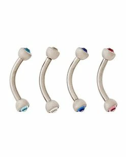 Wholesale 🤩 Multi-Pack Assorted CZ Titanium Curved Barbells 4 Pack - 16 Gauge 🎁